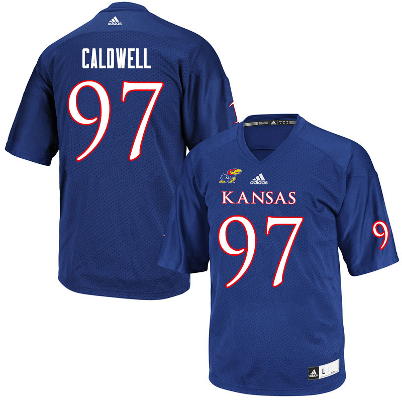 Men #97 Kenean Caldwell Kansas Jayhawks College Football Jerseys Sale-Royal